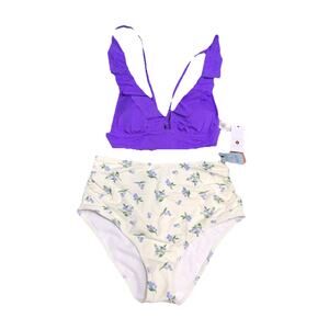 Set Bikini Elegant Floral Purple Sz M New